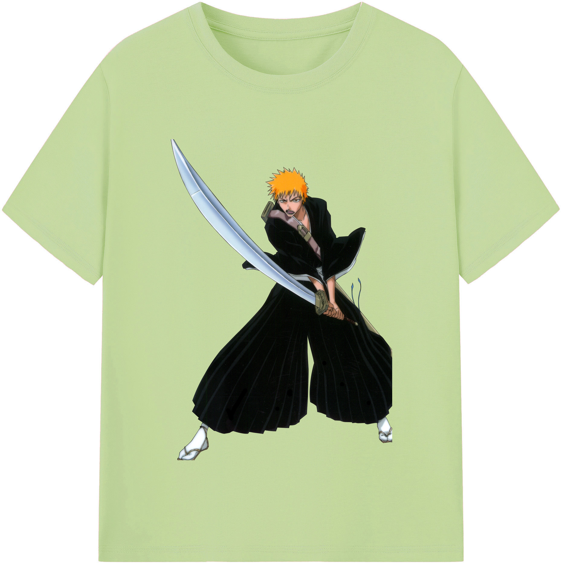 （画像用） ブリーチ 黒崎一護（くろさき いちご）BLEACH Kurosaki Ichigo 綿100％半袖Tシャツ（フロントプリント）